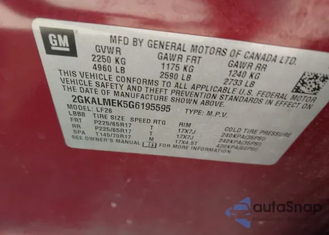 2016 GMC Terrain Sle-1 z USA, uszkodzony, nr VIN 2GKALMEK5G6195595